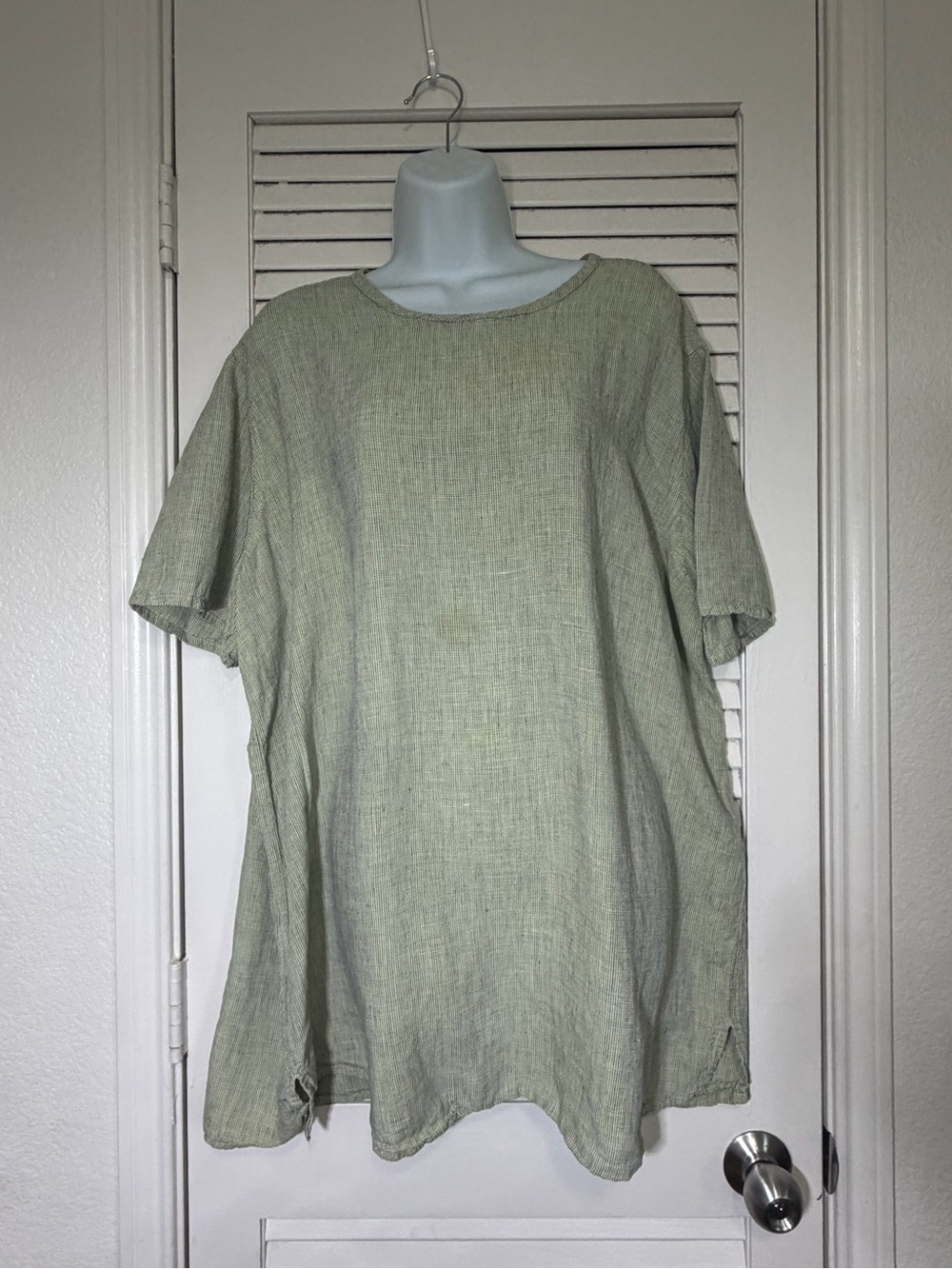 FLAX Jeanne Engelhart Women’s Large 100% Linen Lagenlook Tunic Top Sage Green